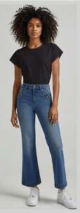 MNG Women's Flare Jeans with Button Detail